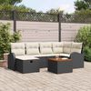 vidaXL Tuin Sofa Set met kussen met opslag 7 pcs Zwart Poly riet