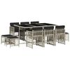 vidaXL 11-delige Tuinset met kussens poly rattan lichtgrijs