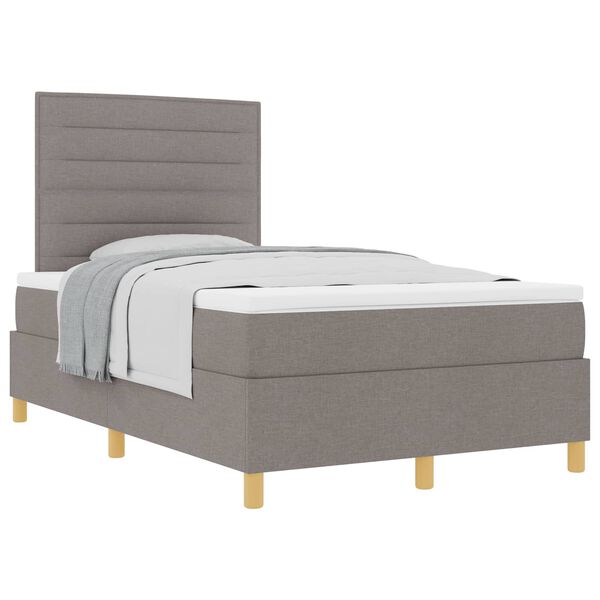 vidaXL Boxspringbed met matras met hoofdeinde Taupe 120 x 190 cm Stof