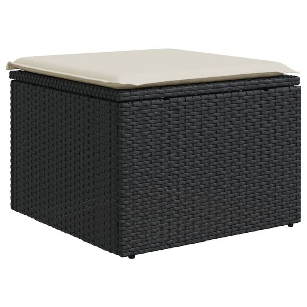 vidaXL Tuinkruk met kussen 55x55x37 cm poly rattan zwart