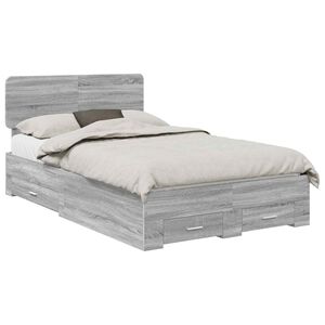 vidaXL Bedframe met hoofdeinde Grijs Sonoma 135 x 190 cm Bewerkt hout