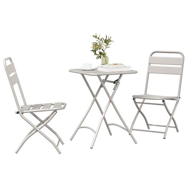vidaXL Bistroset 3 pcs Beige Staal