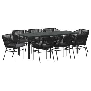vidaXL Tuin eettafelset 9 st Zwart Gepoedercoat staal