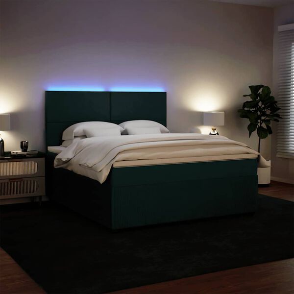 vidaXL Boxspring met matras fluweel donkergroen 180x200 cm