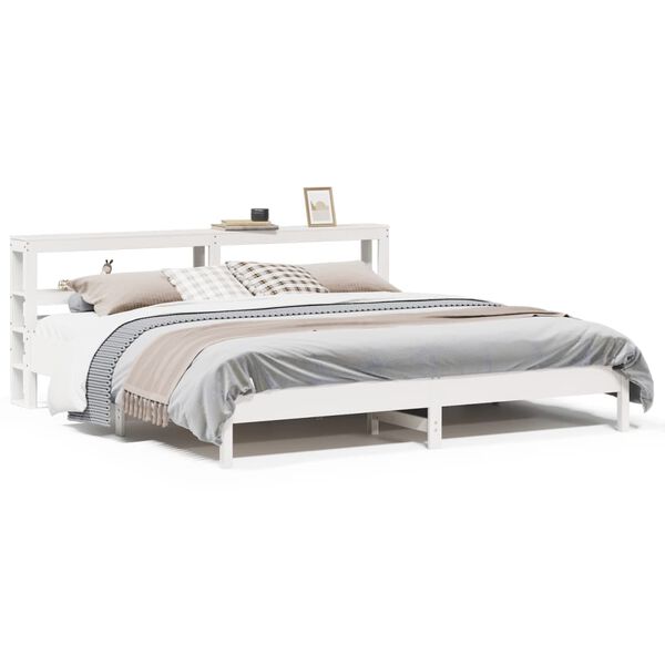 vidaXL Bedframe zonder matras massief grenenhout wit 180x200 cm