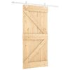 vidaXL Schuifdeur Natuurlijk en Wit 90 x 210 cm Massief grenenhout
