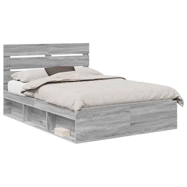 vidaXL Bedframe Grijs Sonoma 160 x 200 cm Massief grenenhout