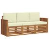 vidaXL Sofa-Sets 3 st Natuurlijk en Cr&egrave;me Massief Acaciahout