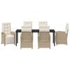 vidaXL Tuin eettafelset met kussen 7 pcs Beige poly rattan