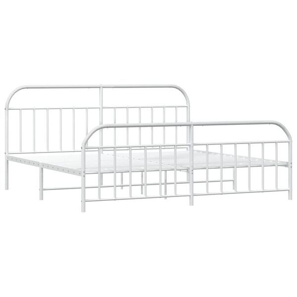 vidaXL Bedframe met hoofd- en voeteneinde metaal wit 200x200 cm