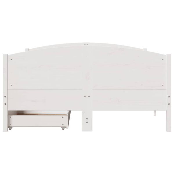 vidaXL Bedframe zonder matras massief grenenhout wit 135x190 cm