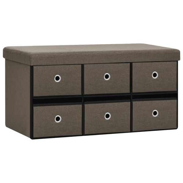 vidaXL Opbergbank inklapbaar 76x38x38 cm kunstlinnen bruin