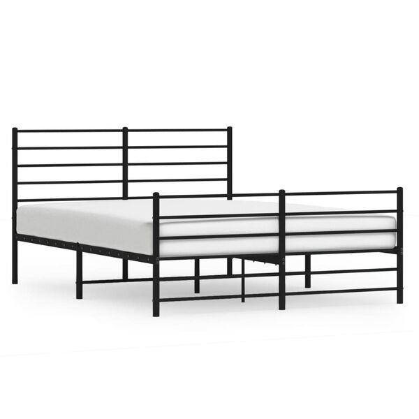 vidaXL Bedframe met hoofd- en voeteneinde metaal zwart 120x190 cm