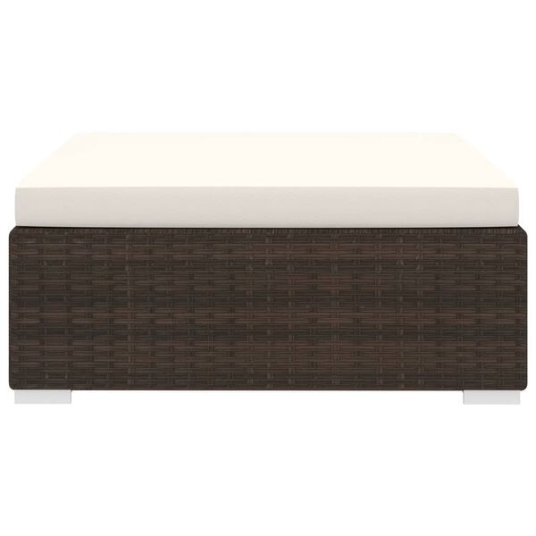 vidaXL Voetensteun 1 st met kussen poly rattan bruin