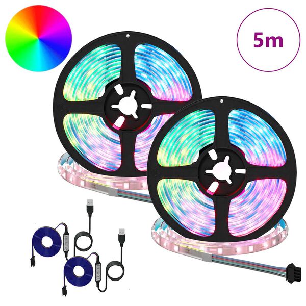 vidaXL LED-strip 2 pcs Zwart en transparant 2500 mm Koper en kunststof