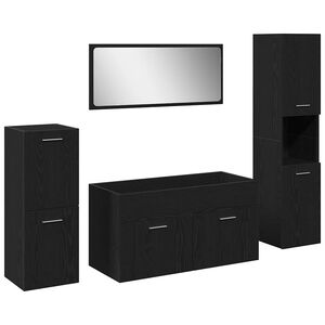vidaXL Badkamermeubelset Wandgemonteerd 4 pcs Zwart Eiken Bewerkt hout