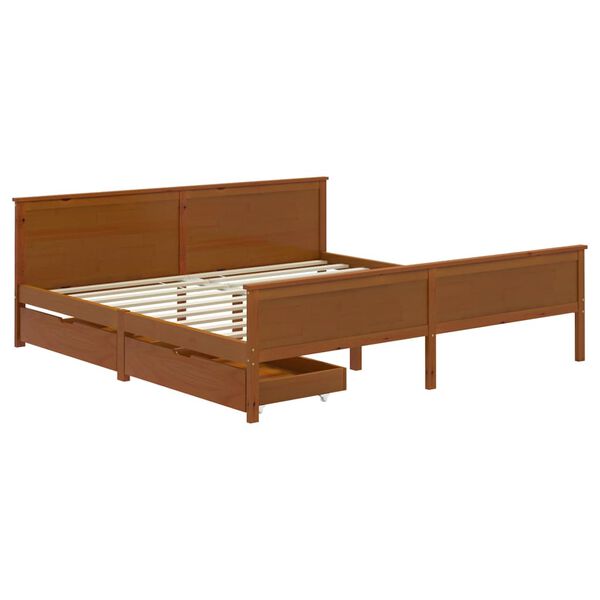 vidaXL Bedframe met 2 lades massief grenenhout honingbruin 180x200 cm