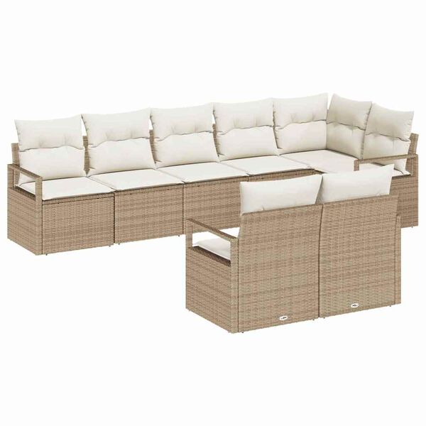 vidaXL Bankstel 8 pcs Beige poly rattan
