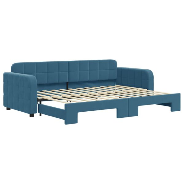 vidaXL Slaapbank met onderschuifbed 80x200 cm fluweel blauw