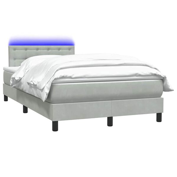 vidaXL Boxspring met matras en LED fluweel lichtgrijs 120x220 cm
