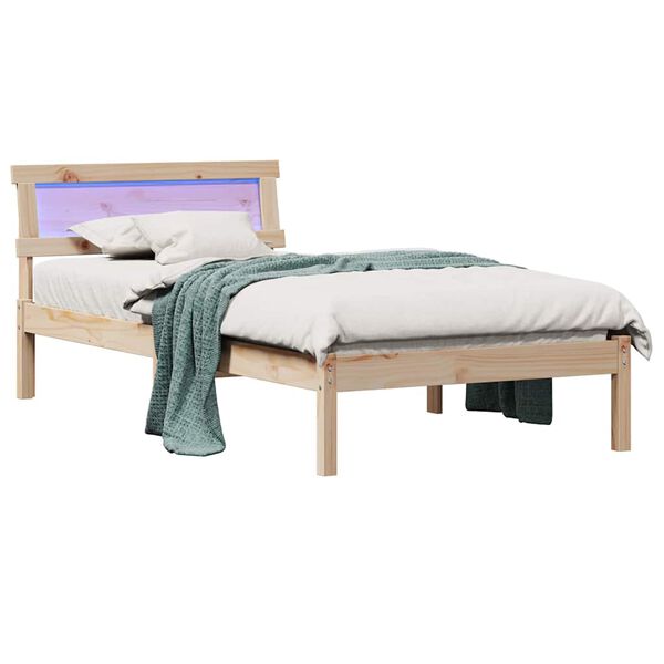 vidaXL Bedframe met hoofdeinde Bruin 80 x 200 cm Massief grenenhout