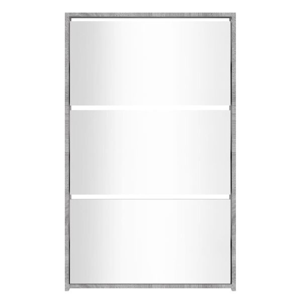vidaXL Schoenenkast met spiegel 3-laags 63x17x102,5 cm grijs sonoma