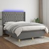 vidaXL Boxspring met matras en LED stof donkergrijs 140x190 cm