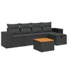 vidaXL 6-delige Loungeset met kussens poly rattan zwart