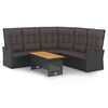vidaXL 2-delige Loungeset met kussens poly rattan zwart