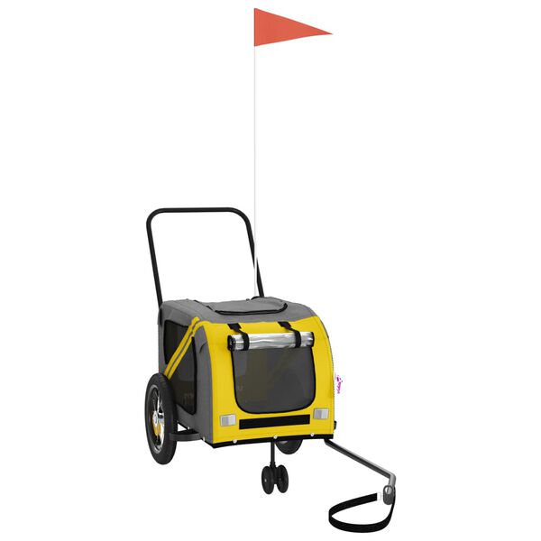 vidaXL Hondenfietstrailer oxford stof en ijzer geel en zwart