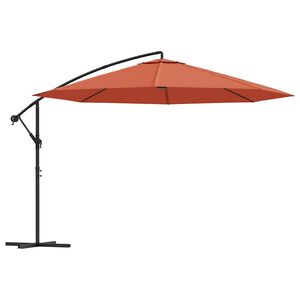 vidaXL Zweefparasol met stalen paal 350 cm terracottakleurig