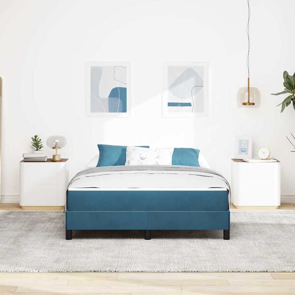 vidaXL Boxspringbed met matras Donkerblauw 140 x 190 cm Stof