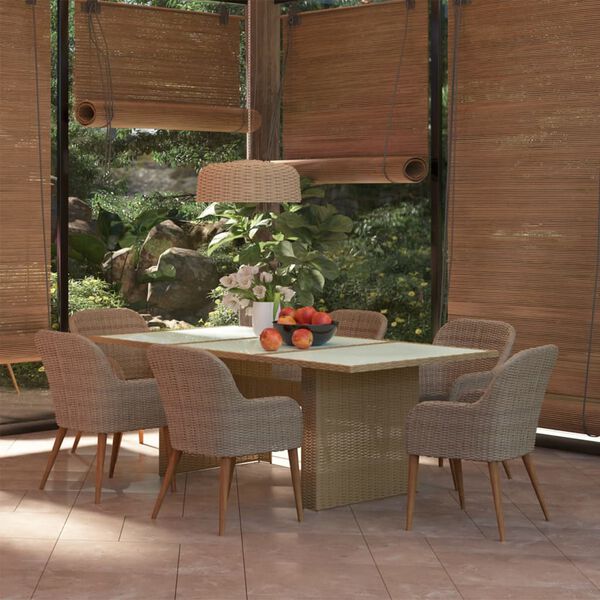 vidaXL 7-delige Tuinset poly rattan bruin