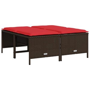 vidaXL Tuinstoelen met kussens 4 stuks Bruin Poly Rotan