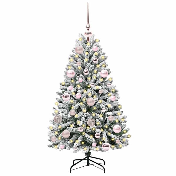 vidaXL Kunstkerstboom met 150 LED Groen en Wit 120 cm PVC en Metaal