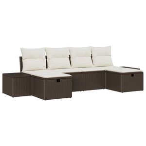 vidaXL Tuin Sofa Set met kussen met opslag 6 pcs Bruin poly rattan