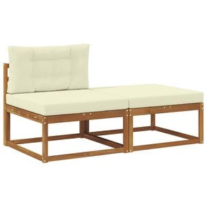 vidaXL Sectie Sofa Eenheden met kussen 2 Stuk Naturel