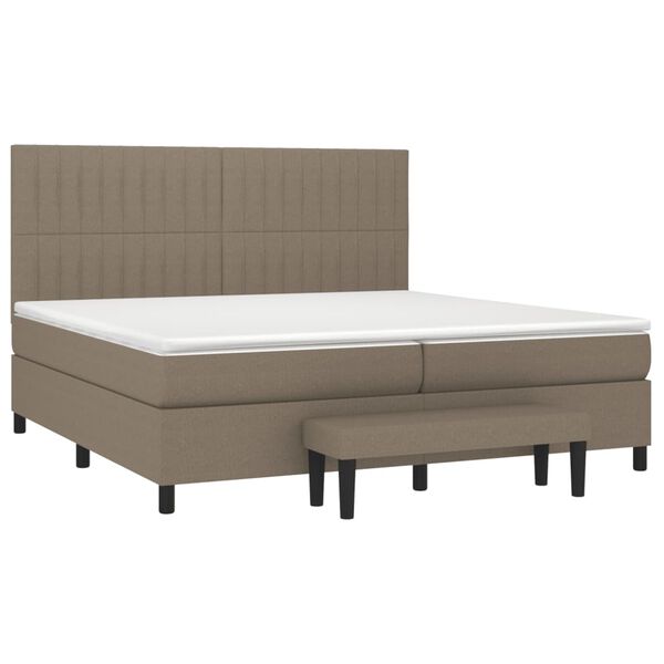 vidaXL Boxspring met matras stof taupe 200x200 cm