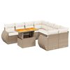 vidaXL 9-delige Loungeset met kussens poly rattan beige