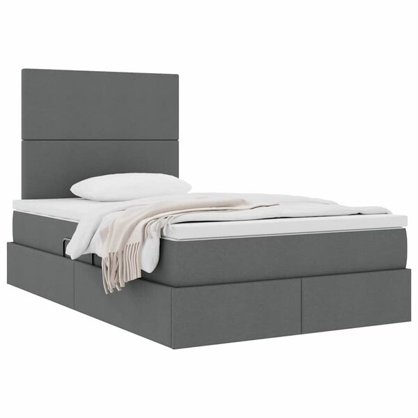vidaXL Opslag bed met matras met matras Donkergrijs 120 x 190 cm Stof