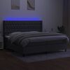 vidaXL Boxspring met matras en LED stof donkergrijs 200x200 cm