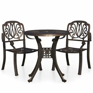 vidaXL 3-delige Bistroset gietaluminium bronskleurig
