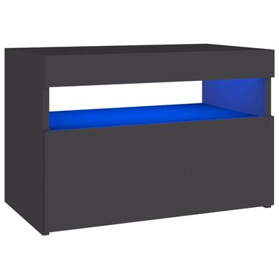 vidaXL Nachtkastje met LED-verlichting 60x35x40 cm bewerkt hout grijs