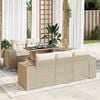 vidaXL 6-delige Loungeset met kussens poly rattan beige