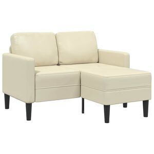 vidaXL 2-zitsbank met ligstoel L-vormig cr&egrave;mekleurig 125 cm kunstleer