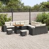 vidaXL Tuin Sofa Set met kussen 13 pcs Zwart poly rattan