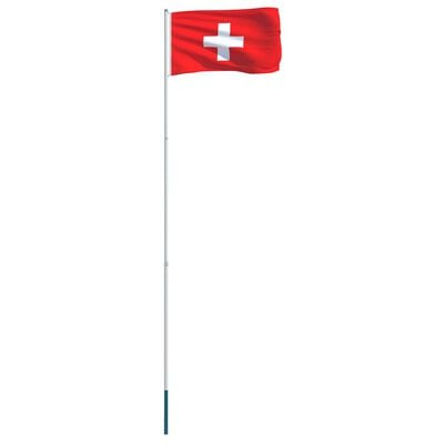 vidaXL Vlag met vlaggenmast Zwitserland 4 m aluminium