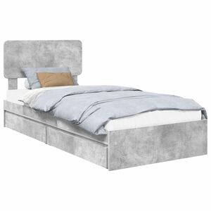 vidaXL Opslag bed met hoofdeinde Beton Grijs 90 x 200 cm Bewerkt hout