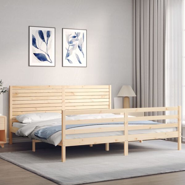 vidaXL Bedframe met hoofdbord massief hout