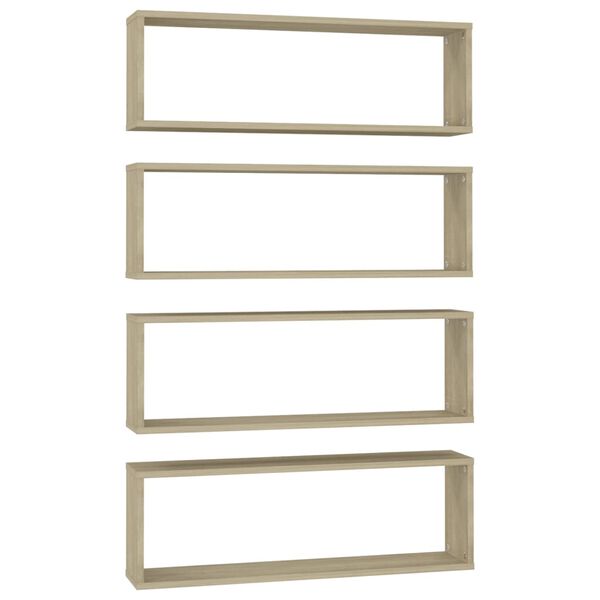 vidaXL Wandschappen kubus 4 st 80x15x26,5 cm bewerkt hout sonoma eiken